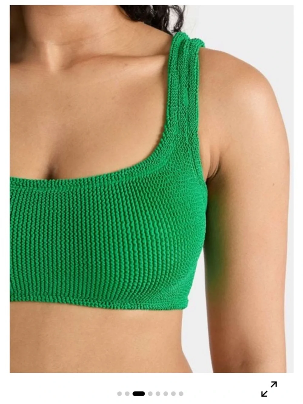 Hunza G Xandra Bikini Top Emerald Green One Size Crinkle Swim